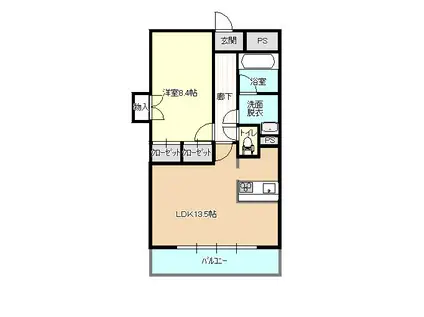 ウイング下小出(1LDK/5階)の間取り写真