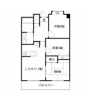 サニーリバー(3LDK/3階)の間取り写真