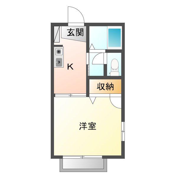 ディアス本町S(1K/2階)の間取り写真