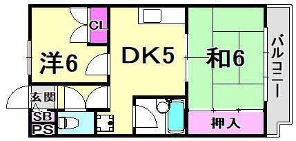 フローレンス西宮I(2DK/2階)の間取り写真