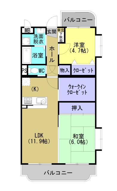 サンライズK(2SLDK/3階)の間取り写真
