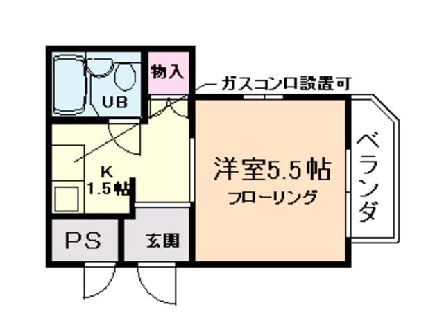 ヴィラ石橋(1K/3階)の間取り写真