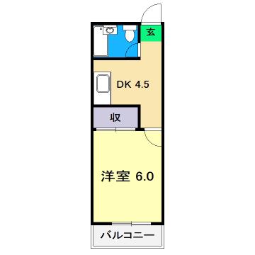 メゾンさかもと(1DK/2階)の間取り写真