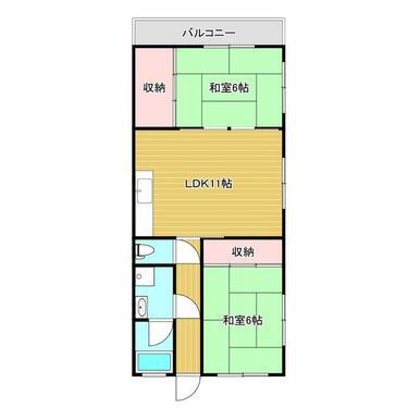 ハイツわかなII (2LDK/2階)の間取り写真