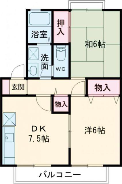 PARCROSETTEII番館(2DK/2階)の間取り写真