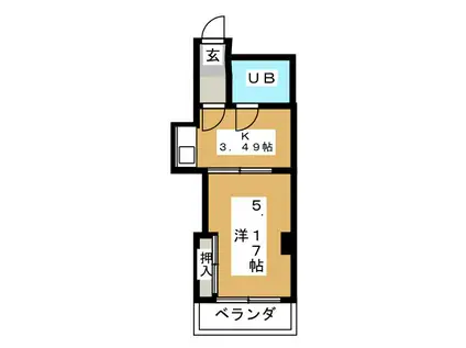 メゾンノーブル(1K/3階)の間取り写真
