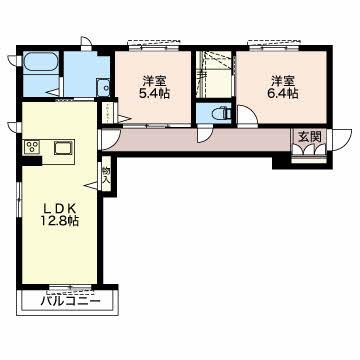 ハイタウン末広C(2LDK/2階)の間取り写真