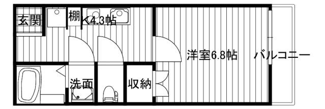 DOMANI INOKUCHI(1K/1階)の間取り写真