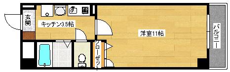 十日市森野ビル(1K/3階)の間取り写真