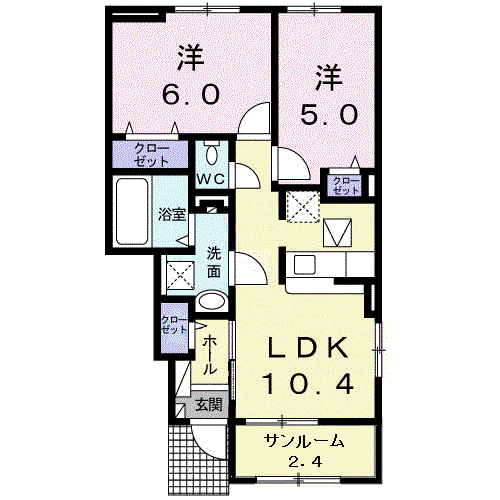 セレノMS(2LDK/1階)の間取り写真