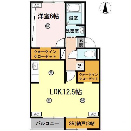 グリーンセトルB(1LDK/2階)の間取り写真