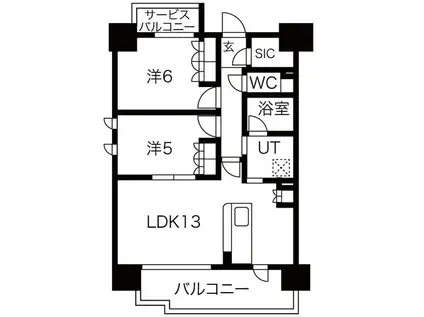 SK RESIDENCES SHINSAIBASHI(3LDK/13階)の間取り写真