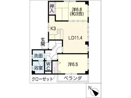 リッチモンドクロス(2LDK/1階)の間取り写真