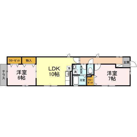 ステラII(2LDK/1階)の間取り写真