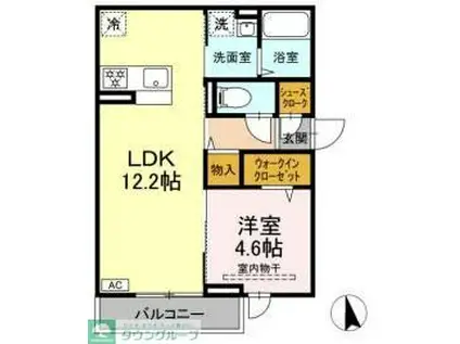 DPAINA 上平間 I(1LDK/3階)の間取り写真