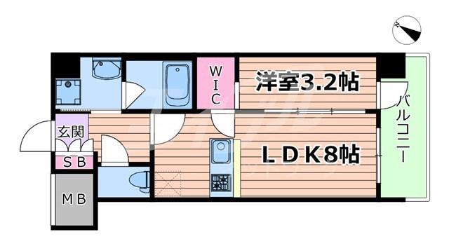 コンフォリア・リヴ京橋(1LDK/7階)の間取り写真