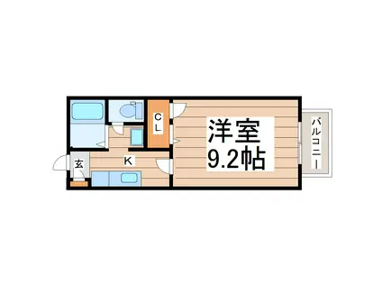 ドエルH・E(1K/1階)の間取り写真