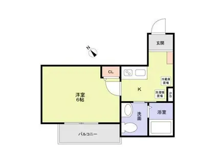 ウエストガーデン南花畑(1K/2階)の間取り写真