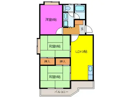 サンバークレー(3DK/2階)の間取り写真