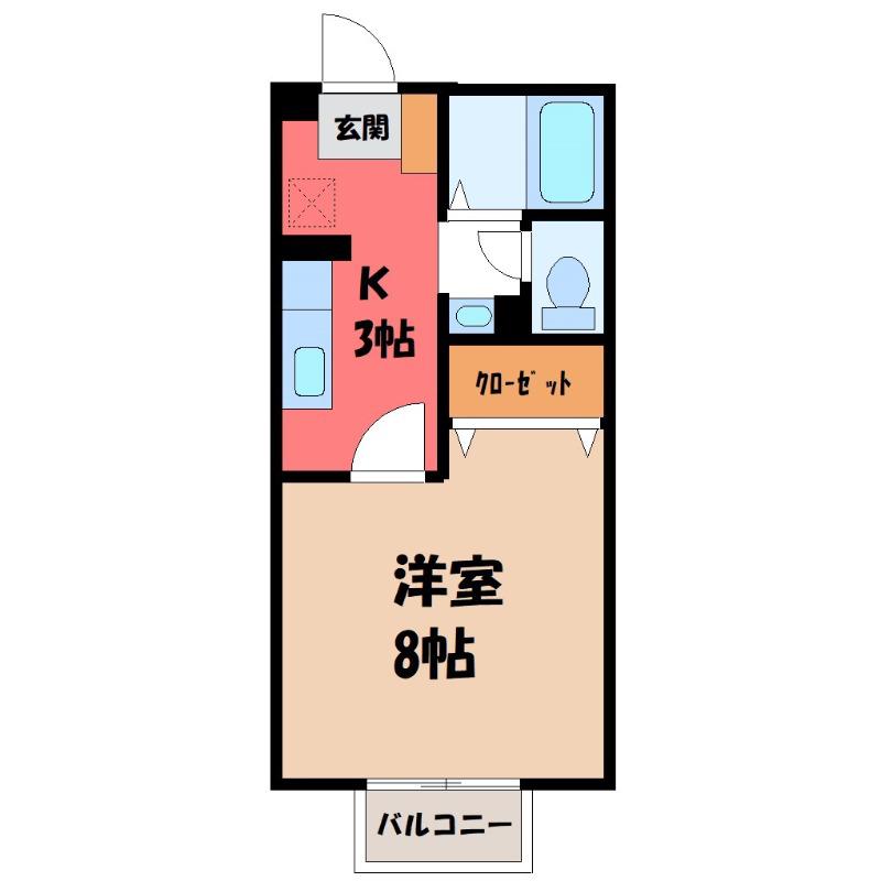 アンジェリークB(1K/1階)の間取り写真