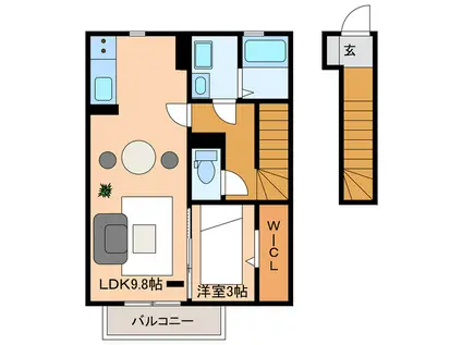 シュプリーム TAKEHACHIB(1LDK/2階)の間取り写真