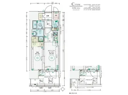 エステムコート大阪プリューム(1DK/6階)の間取り写真