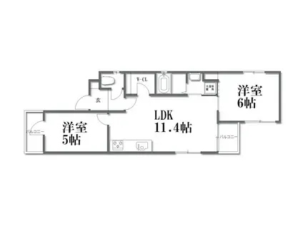 京都グランデ五番舘(2LDK/3階)の間取り写真