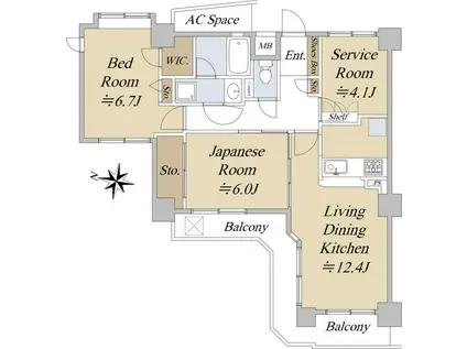 藤和シティホームズ夙川さくら道(2SLDK/6階)の間取り写真