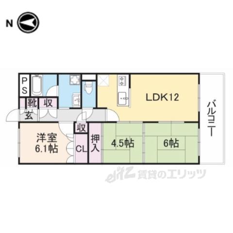 朝日プラザ宇治(3LDK/5階)の間取り写真