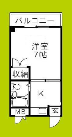 メゾンヒラオ(1K/1階)の間取り写真