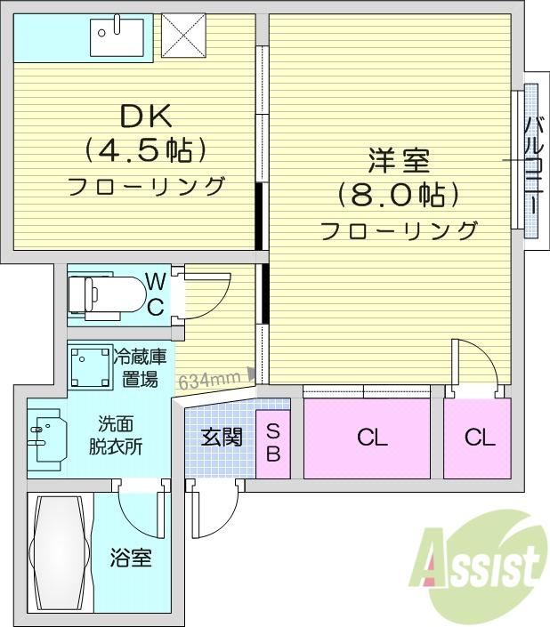 アーバンドエル鈴木(1DK/2階)の間取り写真
