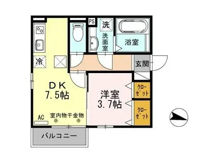 よろづや5 A(1DK/1階)の間取り写真