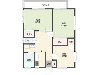 殿山アパート(3K/2階)の間取り写真