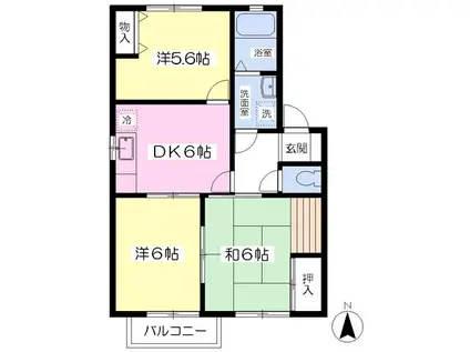 スカイヒルズ将監(3DK/2階)の間取り写真