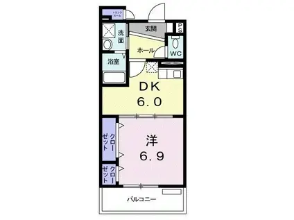 アーバンウインズ3(1DK/6階)の間取り写真