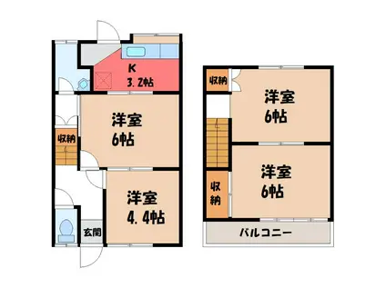スカイハイツ A(3DK/1階)の間取り写真