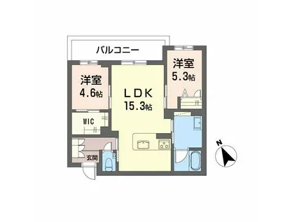 WITHPLUS天保山公園(2LDK/2階)の間取り写真