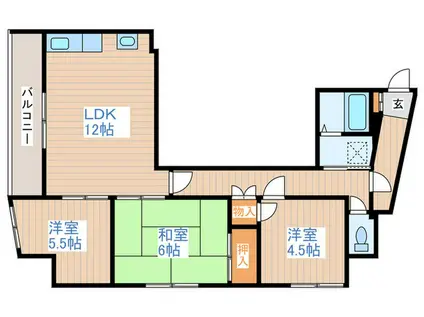 東山グランドハイツ(3LDK/6階)の間取り写真