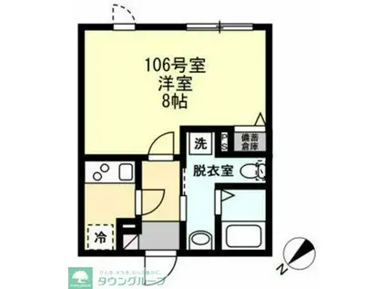 シールーム鵠沼海岸(1K/1階)の間取り写真