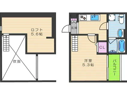 ボヌール・クマタ(1K/1階)の間取り写真