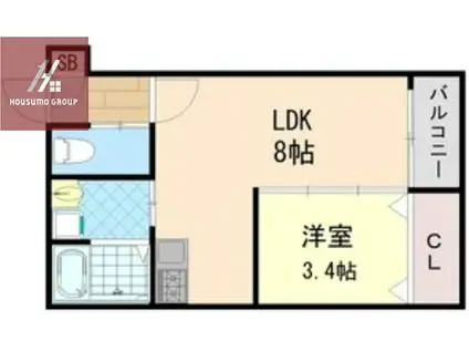 H-MAISON巽中(1LDK/2階)の間取り写真