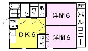 マンション小池(2DK/2階)の間取り写真