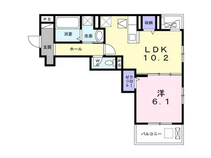 メリッサ(1LDK/1階)の間取り写真