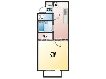 ドゥ・セナクール(1K/3階)の間取り写真