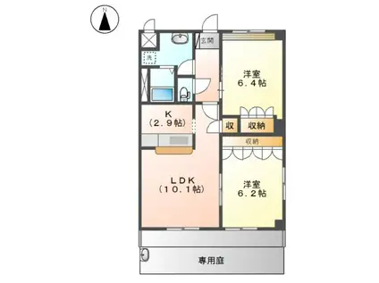 ロイヤルラファミーユB(2LDK/1階)の間取り写真