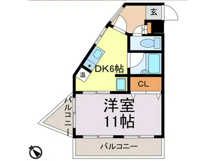 ナビオ杁中(1DK/4階)の間取り写真