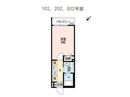 アルシエ船橋(1K/2階)の間取り写真