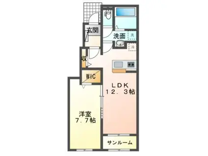 メゾン ドゥ エスポアール I・II・III(1LDK/1階)の間取り写真
