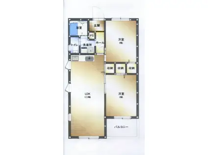 かぐらおハイツ(2LDK/3階)の間取り写真