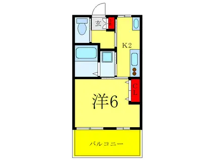 山一西亀有ビル(1K/2階)の間取り写真